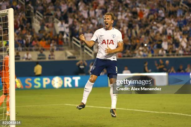 Harry Kane of Tottenham Hotspur celebrates after scoring on a penalty kick during the International Champions Cup 2017 match between Paris...