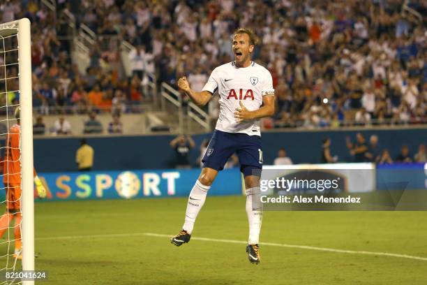 Harry Kane of Tottenham Hotspur celebrates after scoring on a penalty kick during the International Champions Cup 2017 match between Paris...