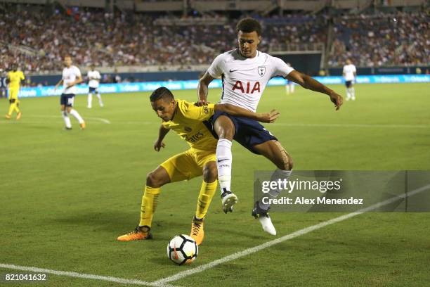 Marquinhos of Paris Saint-Germain and Dele Alli of Tottenham Hotspur fight for the ball during the International Champions Cup 2017 match between...