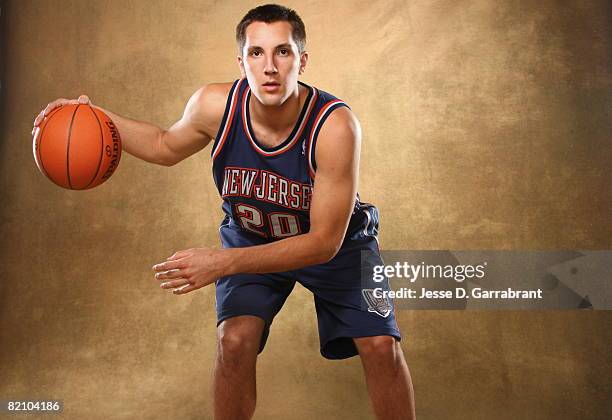 Ryan Anderson of the New Jersey Nets poses for a portrait during the 2008 NBA Rookie Photo Shoot on July 29, 2008 at the MSG Training Facility in...