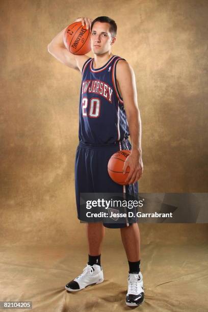 Ryan Anderson of the New Jersey Nets poses for a portrait during the 2008 NBA Rookie Photo Shoot on July 29, 2008 at the MSG Training Facility in...