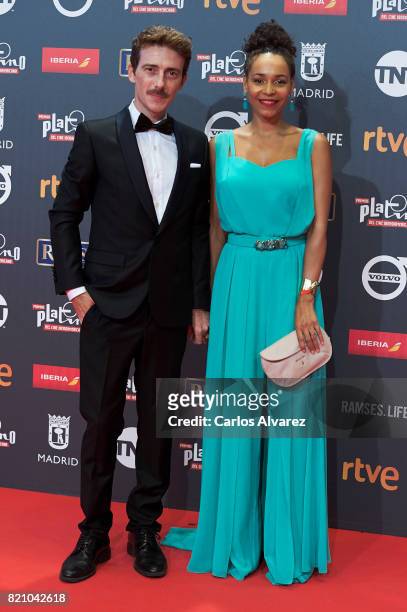 Victor Clavijo and Montse Pla attends the Platino Awards 2017 photocall at the La Caja Magica on July 22, 2017 in Madrid, Spain.
