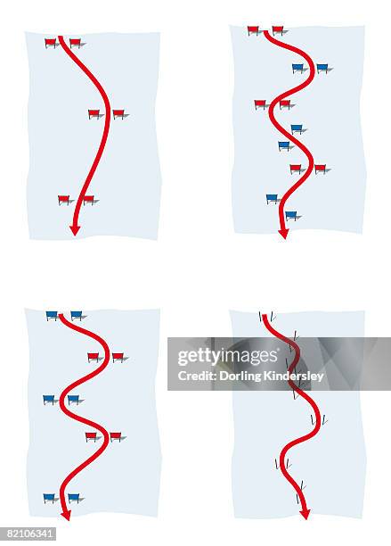 ilustrações, clipart, desenhos animados e ícones de four different alpine ski courses, including downhill, giant slalom, super-g and slalom - ski slope