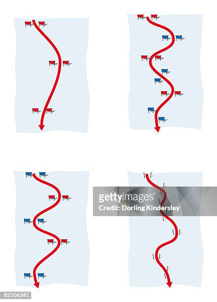 four different alpine ski courses, including downhill, giant slalom, super-g and slalom - alpine skiing stock illustrations