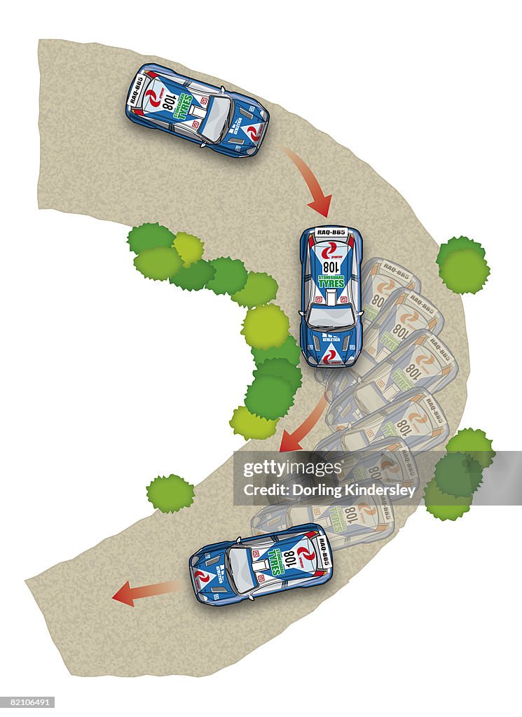 Stages Of Racing Car Going Around Curve High-Res Vector Graphic - Getty ...