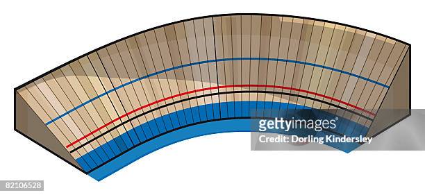 velodrome track, banking - cycling track stock illustrations