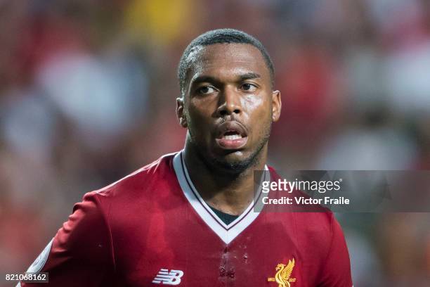 Liverpool FC forward Daniel Sturridge reacts during the Premier League Asia Trophy match between Liverpool FC and Leicester City FC at Hong Kong...