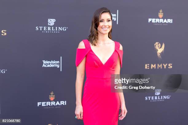 Reporter Annabelle Sedano arrives for the 69th Los Angeles Area Emmy Awards at Television Academy on July 22, 2017 in Los Angeles, California.