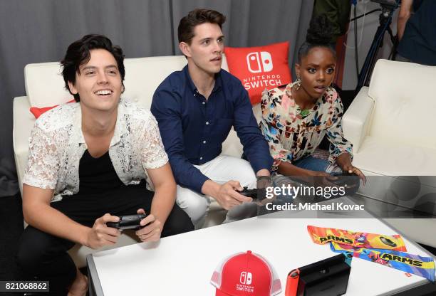 Actors Cole Sprouse, Casey Cott, and Ashleigh Murray from the television series "Riverdale" stopped by Nintendo at the TV Insider Lounge to check out...