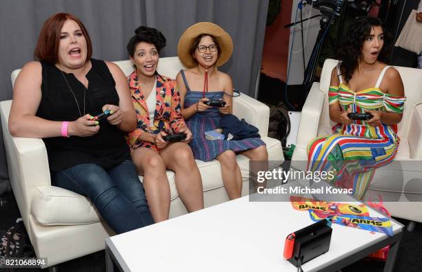 Co-creator/comic strip author Shadi Petosky, actors Jasika Nicole, Charlyne Yi, and Stephanie Beatriz from the television series Danger & Eggs...