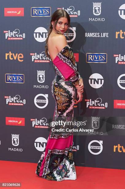 Actress Sofia Reyes attends the Platino Awards 2017 photocall at the La Caja Magica on July 22, 2017 in Madrid, Spain.