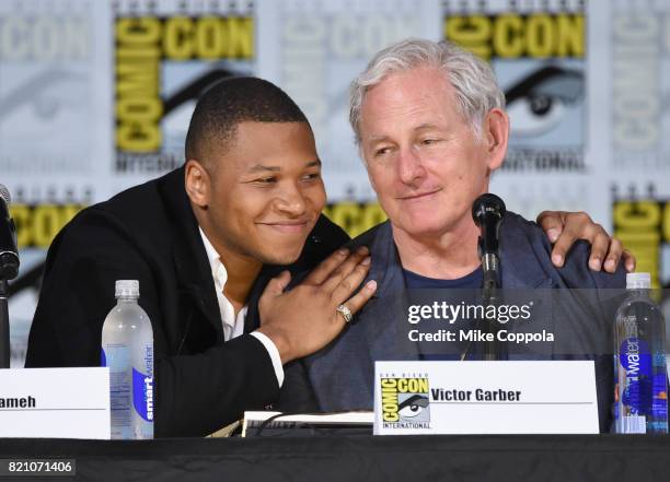 Actors Franz Drameh and Victor Garber attend DC's "Legends Of Tomorrow" special video presentation and Q+A during Comic-Con International 2017 at San...