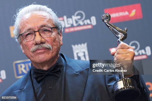 Actor Edward James Olmos receives the 'Platino de Honor' award during the 'Platino Awards 2017' at La Caja Magica on July 22, 2017 in Madrid, Spain.