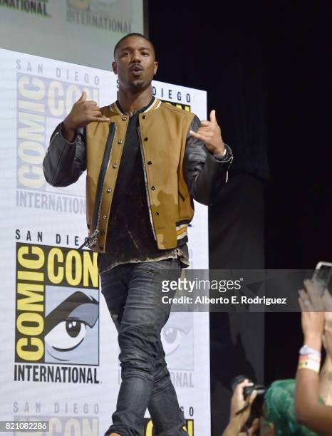 Actor Michael B. Jordan from Marvel Studios Black Panther' at the San Diego Comic-Con International 2017 Marvel Studios Panel in Hall H on July 22,...