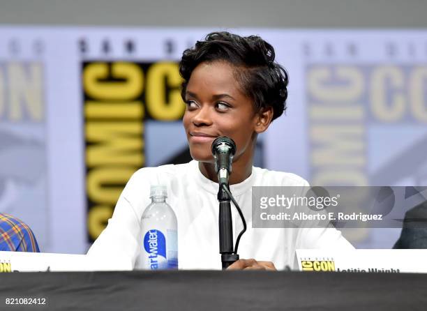 Actor Letitia Wright from Marvel Studios Black Panther' at the San Diego Comic-Con International 2017 Marvel Studios Panel in Hall H on July 22,...