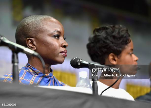 Actors Danai Gurira and Letitia Wright from Marvel Studios Black Panther' at the San Diego Comic-Con International 2017 Marvel Studios Panel in...