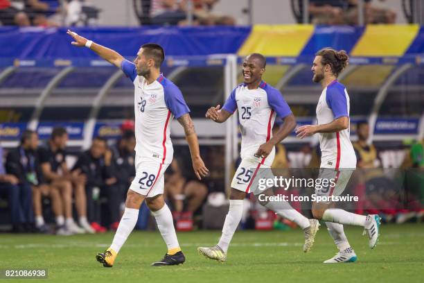 United States forward Clint Dempsey celebrates after scoring during the CONCACAF Gold Cup Semifnal game between USA and Costa Rica on July 22nd, 2017...