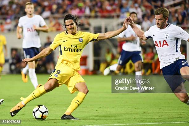 Edinson Cavani of PSG and Jan Vertonghen of Spurs during the International Champions Cup match between Paris Saint Germain and Tottenham Hotspur on...