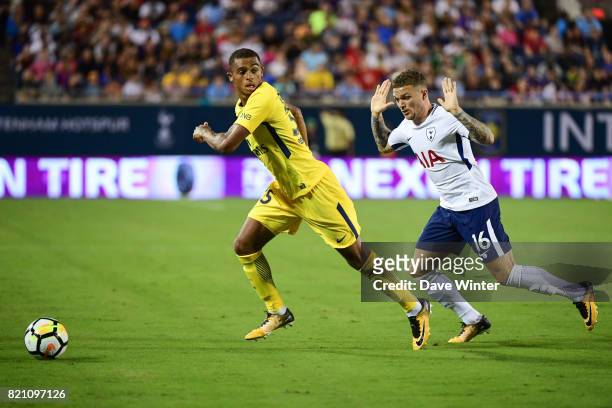 Antoine Bernede of PSG and Kieran Trippier of Spurs during the International Champions Cup match between Paris Saint Germain and Tottenham Hotspur on...