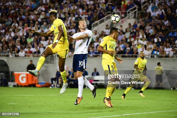 Kimpembe Presnel of PSG, Harry Kane of Spurs, Marquinhos of PSG and Daniel Dani Alves of PSG during the International Champions Cup match between...