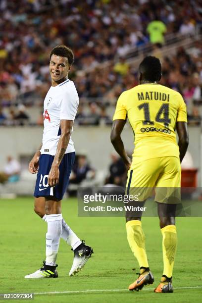 Dele Alli of Spurs and Blaise Matuidi of PSG during the International Champions Cup match between Paris Saint Germain and Tottenham Hotspur on July...