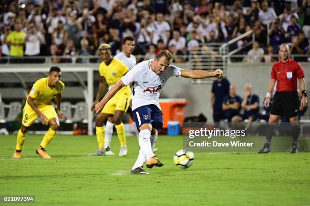 Harry Kane of Spurs makes the finale score 4-2 from the penalty spot during the International Champions Cup match between Paris Saint Germain and...