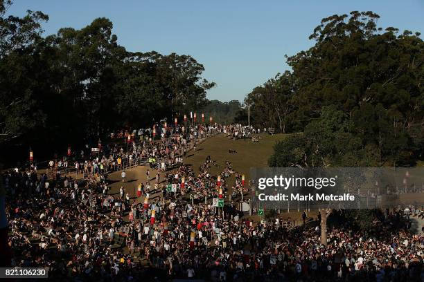 Large crowd watch The Smith Street Band during Splendour in the Grass 2017 on July 23, 2017 in Byron Bay, Australia.