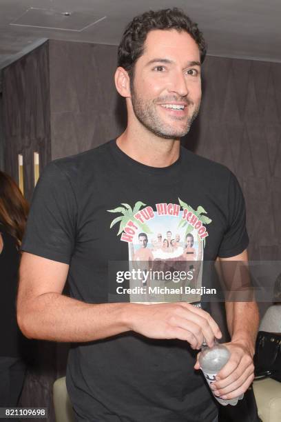 Tom Ellis attends Comic Con TVLine Media Lounge Sponsored By Hint July 22, 2017 in San Diego, California.