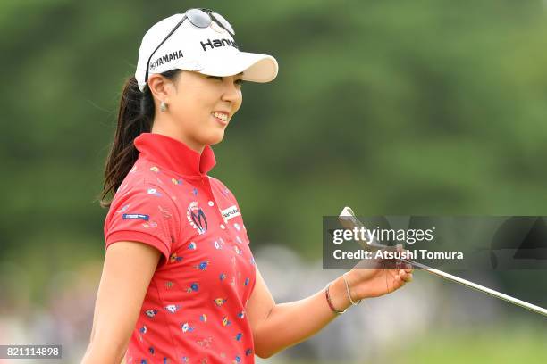 Chae-Young Yoon of South Korea smiles during the final round of the Century 21 Ladies Golf Tournament 2017 at the Seta Golf Course on July 23, 2017...