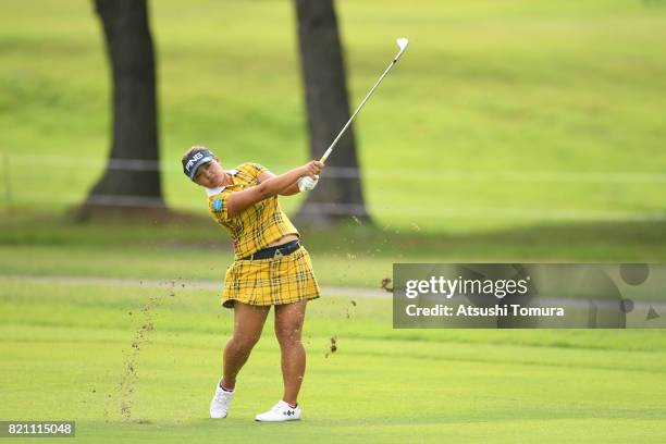 Ai Suzuki of Japan hits her third shot on the 1st hole during the final round of the Century 21 Ladies Golf Tournament 2017 at the Seta Golf Course...