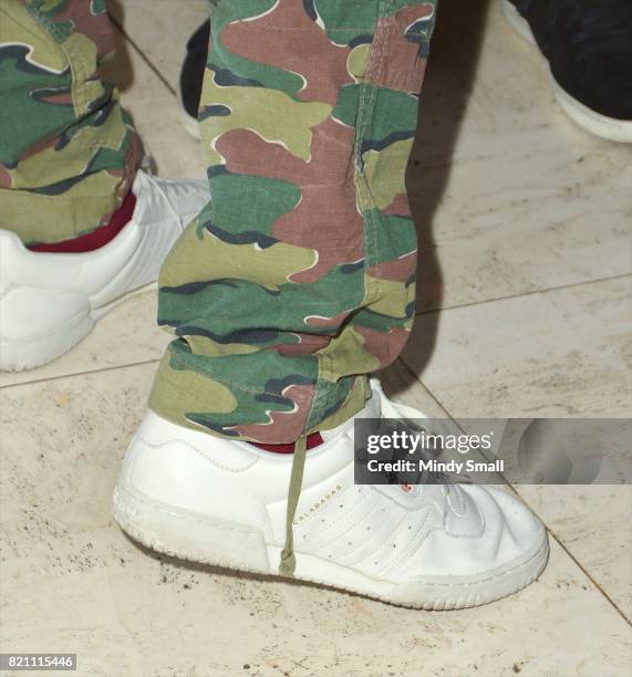 Television personality Scott Disick, adidas shoe detail, arrives at 1 OAK Nightclub at The Mirage Hotel & Casino on July 23, 2017 in Las Vegas,...