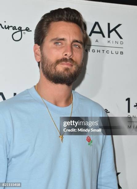 Television personality Scott Disick arrives at 1 OAK Nightclub at The Mirage Hotel & Casino on July 23, 2017 in Las Vegas, Nevada.