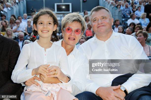 Gloria von Thurn und Taxis with her niece Mimi and Sergey Pawlowitsch Ganzha during the Sting concert at the Thurn & Taxis Castle Festival 2017 on...