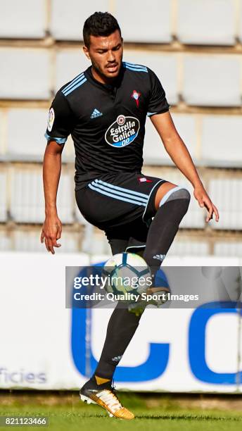 Gustavo Cabral of Celta de Vigo in action during the pre-season friendly match between Celta de Vigo and Sporting de Gijon at A Malata Stadium on...