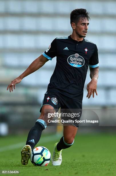 David Costas of Celta de Vigo controls the ball during the pre-season friendly match between Celta de Vigo and Racing de Ferrol at A Malata Stadium...