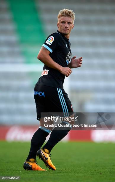 Daniel Wass of Celta de Vigo looks on during the pre-season friendly match between Celta de Vigo and Racing de Ferrol at A Malata Stadium on July 22,...