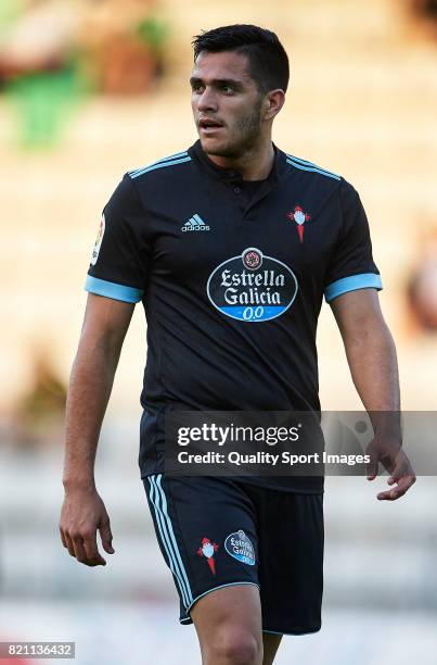 Maximiliano Gomez of Celta de Vigo looks on during the pre-season friendly match between Celta de Vigo and Racing de Ferrol at A Malata Stadium on...