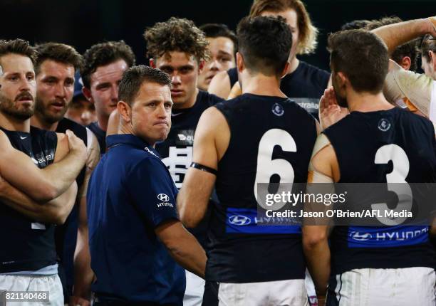 Blues coach Brendon Boulton during the round 18 AFL match between the Brisbane Lions and the Carlton Blues at The Gabba on July 23, 2017 in Brisbane,...