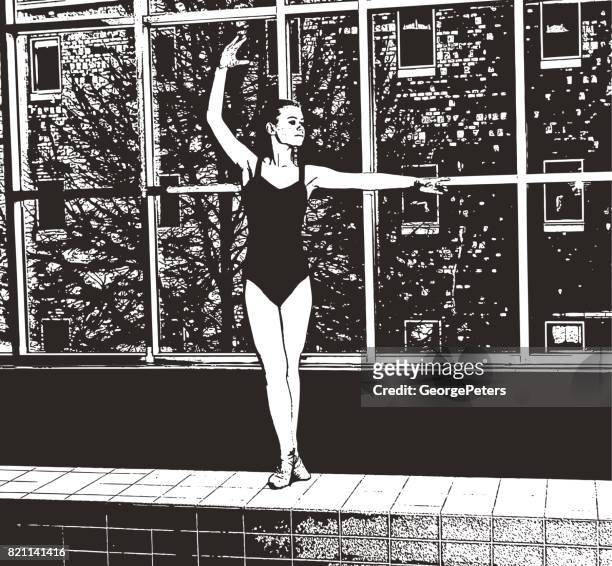 teenage ballerina rehearsing - talent show stock illustrations