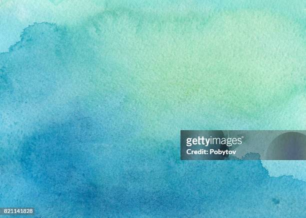 blue green watercolor background - watercolor painting stock illustrations