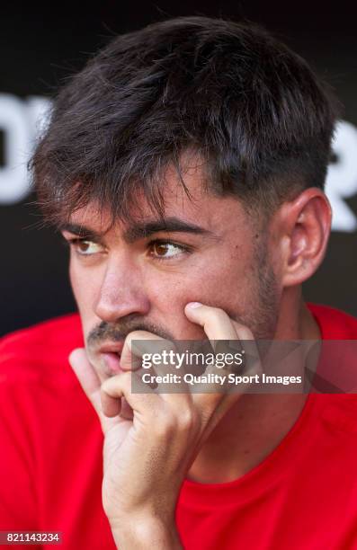 Jozabed Sanchez of Celta de Vigo looks on prior to the pre-season friendly match between Celta de Vigo and Racing de Ferrol at A Malata Stadium on...