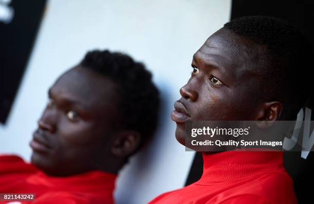 Pape Cheikh of Celta de Vigo looks on during the pre-season friendly match between Celta de Vigo and Racing de Ferrol at A Malata Stadium on July 22,...