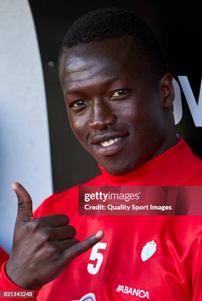 Pape Cheikh of Celta de Vigo reacts prior to the pre-season friendly match between Celta de Vigo and Racing de Ferrol at A Malata Stadium on July 22,...