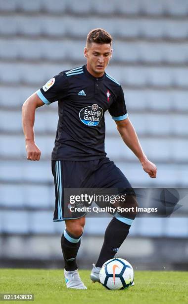 Nemanja Radoja of Celta de Vigo in action during the pre-season friendly match between Celta de Vigo and Racing de Ferrol at A Malata Stadium on July...