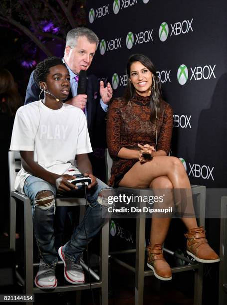 Caleb McLaughlin and Janina Gavankar at Entertainment Weekly's annual Comic-Con party in celebration of Comic-Con 2017 at Float at Hard Rock Hotel...