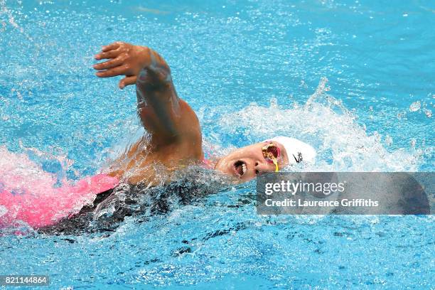 Yuhan Zhang of China during the Women's 400m Freestyle heats on day ten of the Budapest 2017 FINA World Championships on July 23, 2017 in Budapest,...