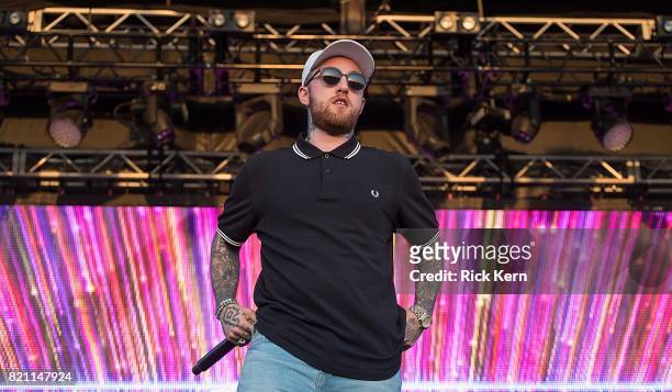 Rapper Mac Miller performs onstage during Float Fest at Cool River Ranch on July 22, 2017 in Martindale, Texas.