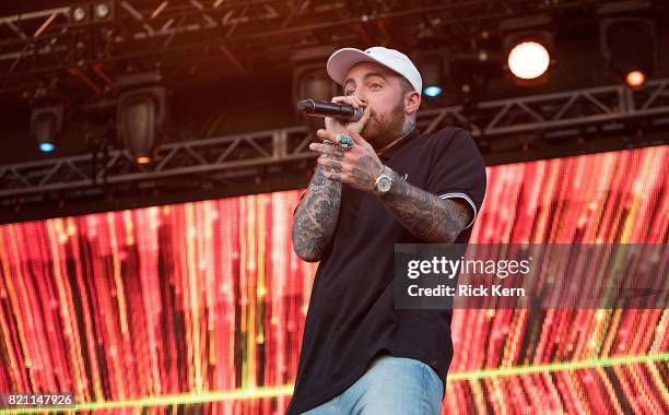 Rapper Mac Miller performs onstage during Float Fest at Cool River Ranch on July 22, 2017 in Martindale, Texas.