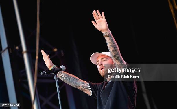 Rapper Mac Miller performs onstage during Float Fest at Cool River Ranch on July 22, 2017 in Martindale, Texas.