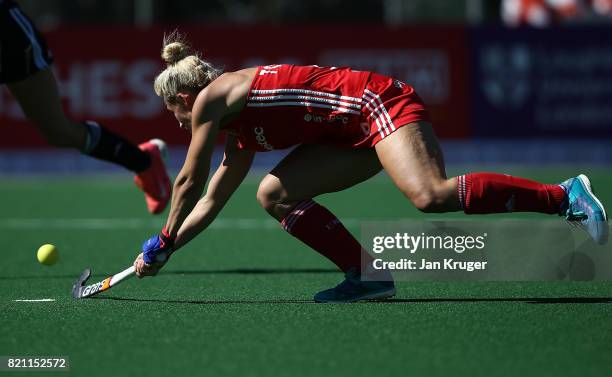 Susannah Townsend of England scores the second goal during day 9 of the FIH Hockey World League Women's Semi Finals 3rd/ 4t place match between...